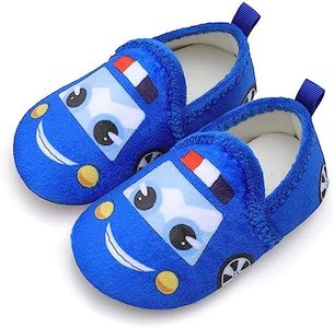 L-RUN Toddler Winter Slipper Girl/Boys Fuzzy House Slipper Shoes Blue 3.5-4.5 Infant=EU20-21