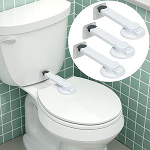 Baby Toilet Lock (3 Pack) Ideal Baby Proof Toilet Lid Lock with Arm No Tools Needed Easy Installation with 3M Adhesive Top Safety Toilet Seat Lock Fits Most Toilets White
