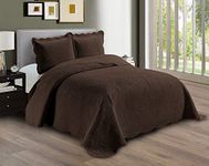 Linen Plus Embossed Coverlet Bedspread Set Oversized Solid Coffee Full/Queen Bed Cover Bedding New # Dana