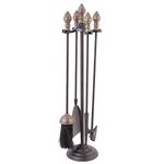 Dibor Fireplace Companion Tool Accessory Set Free Standing Black Cast Iron Fireside Tools