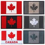 6Pcs Canada Flag Patches, Tactical Tags, Canadian Maple Leaf Embroidered Patch, Morale National Emblem Patch, Hook Loop Embroider for Travel Backpack Hats Jackets Team Uniform