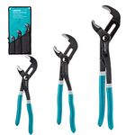 Libraton Water Pump Pliers, Groove Joint Pliers Set, Pipe Grips, V-Jaw Tongue and Groove Pliers in CR-V Steel, 3PCS Plumbing Pliers, Ratcheting Push Button Adjustment Mechanism