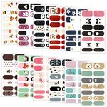 Gresunny 12 Sheets Full Wraps Nail Polish Stickers Self-Adhesive Nail Art Decal Strips Waterproof French Manicure Kits with Nail Files Nail Art Sticker Designs for Women Girls