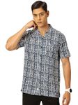 Thomas Scott Men Cotton Rayon Half Sleeves Cuban Collar Printed Casual Shirt (Medium Blue, M)