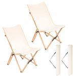 Giantex Camping Chairs 2 Pack, Folding Beach Chairs for 330lbs, Outdoor Butterfly Chair, Portable Lawn Chairs for Picnic Fishing Hiking Mountaineering, Lightweight Bamboo Frame No Assembly (Beige)