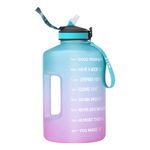 ETDW Gallon Water Bottle with Straw and Handle, 128oz Big Motivational Drinking Bottle with Time Marker, Leakproof Sports Water bottle BPA Free for Outdoor Fitness Camping