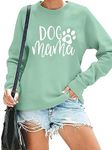 Dog Mom Sweatshirt for Women Cute Dog Paw Graphic Long Sleeve Pullover Blouse（S-2XL）, #4-green, Medium