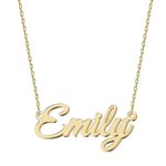 UMAGICBOX Personalized 18K Gold Name Necklace Emily - Customizable Engraved Stainless Steel Pendant for Women - Unique Gift for Birthdays, Anniversaries, Graduations, and Valentine's Day