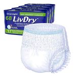 LivDry Adult Diapers, Incontinence Underwear, Overnight Max Absorbency Plus Leak Protection (Medium 68 Count)