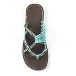 Plaka Flip Flops Sandals for Women Oceanside, Turquoise-gray, 9