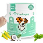 Pawhuggy - 100 Finger Wipes for Dog Ear Cleaner - Dog Ear Wipes for Dogs & Cats - Cat Ear Cleaner, Pet Wipes & Dog Ear Infection Treatment