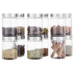 Amazon Brand - Solimo Plastic Storage Jar & Containers | Space-Saving Design | Versatile Storage | Food-Grade Quality | Stackable & Clear, 300 ML Set of 12