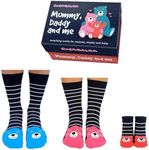 Cucamelon Family Matching Socks Set: Cozy Trio for Parents (UK 6-11, UK 4-8) and Baby (Newborn) in Colourful Gift Box (UK, Alpha, One Size, Regular, Regular, Bear Family)