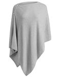 PULI Women Button Knitted Shawl Poncho Blanket Cape Cardigan Wrap Scarf One Size (Gray)