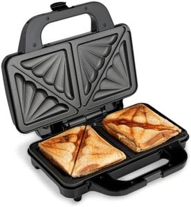 Global Gourmet by Sensio Home 4 Slice Sandwich Toaster Black Toastie Maker, 900W Premium Deep Fill Sandwich Maker Electric Grill Press - Non Stick Hot Plates for Toasted Bread & Panini