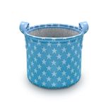 HIPPO Designer Non-woven Polyester Cute Baby Toy Bin for Smart Mothers Unbreakable Toy Storage Basket For Babies Laundry Basket Cloth Storage Bin (Blue-Star, Pack of 1)