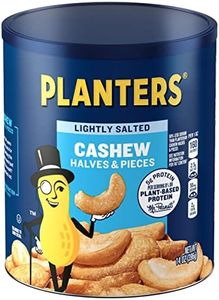 PLANTERS Lightly Salted Cashew Halves & Pieces, 14 oz Canister - Cashews Roasted in Peanut Oil - Seasoned with Sea Salt - Snacks for Adults - Resealable Lid for Long-Lasting Freshness - Kosher