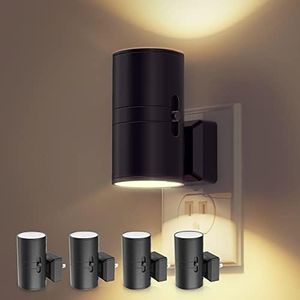 L LOHAS LED Night Light, Night Lights Plug into Wall, Dimmable Night Light, 0-100LM Soft White 3000K, Plug in Night Light, Light Sensor Nightlight, LED Night Light for Hallway Bathroom Kitchen, 4 Pack