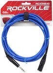 Rockville RCXMB10BL 10' Male REAN XLR to 1/4'' TRS Cable Blue 100% Copper