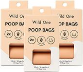 Wild One Dog Poop Bags, 180 Leak Proof Bags Made From Cornstarch, Eco-Friendly, Unscented, Blush Color