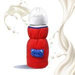 THE LITTLE LOOKERS Bottle Cover for Philips Avent/Wide Neck Feeders Soft Plush Stretchable Baby Feeding Bottle Cover with Easy to Hold Strap (Red, Wide Neck 240-330ml/8-11OZ)