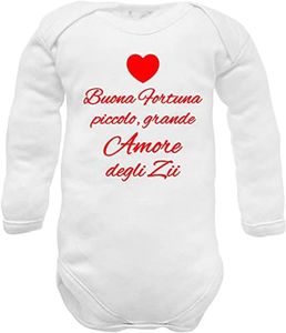 body neonato divertenti frase buona fortuna piccolo grande amore degli Zii idea regalo zia e zio (Body Fortuna Amore Zii Manica Lunga Caldo Cotone, 06: 6-9 mesi)