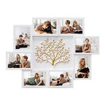 Jerry & Maggie Picture Frames Collage, White Frame, 4x6 inches, Family Tree Design for Home Decor, 8 Pieces