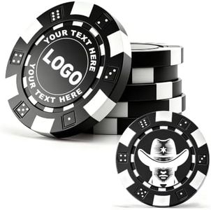 Custom Clay Poker Chips, Personalized Chips for Game Night Gifts (Black)