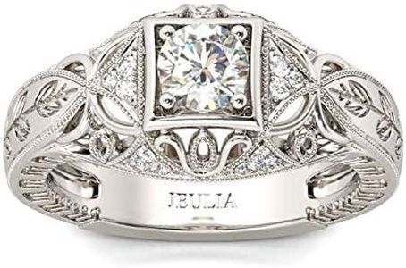 Jeulia Vintage Rings 925 Sterling Silver Round Cut Solitair Diamond Ring Wedding Engagement Statement Ring Band Anniversary Promise Bridal Set with Gift Box (Silver, 8)