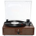 Vinyl Record Player with Built-in Speakers, USB, Bluetooth, and AUX, Turntables for Vinyl Records with 3 Speed, RCA and Headphone Jack Wooden Coffee