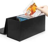 CD Storage Box, DVD Storage Box- Durable 5.2 x 5.75 x 12 Inch Disc Holders with Lids, Store up to 30 CDs- Black 1 PACK