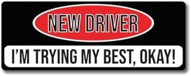 Magnet Me Up New Driver I'm Trying My Best, Okay! Magnet Decal, 3x8 inch, Heavy Duty Automotive Magnet for Car Truck SUV Or Any Other Magnetic Surface, Safety