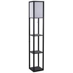 HOMCOM 3-Tier Floor Lamp, Floor Light with Storage Shelf, Reading Standing Lamp for Living Room, Bedroom, Kitchen, Dining Room, Office, Dorm, 160cm, Black