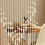 Osunnus Handmade Beaded Curtain for Doorway Bamboo Wooden Door Beads Curtain Hanging Room Divider Hippie Curtain for Hallway Window Boho Rustic Home Store Decor, 35.5 x 75 Inches Natural