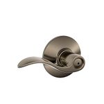 Schlage Lock Company F40ACC620 Accent F40 Flat Wave Reversible Door Lever Lockset, Solid, Antique Pewter, Privacy