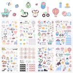 4 Sheets Scrapbook Stickers, Various Patterns Baby Scrapbook Stickers Toddler Stickers for Scrapbooking Baby Girl Boy Stickers Pregnancy Stickers Newborn Baby Shower Stickers Baby Scrapbook Supplies