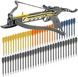 KingsArchery Pistol Crossbow Self-Cocking 80 LBS with Adjustable Sights, 3 Aluminium Arrow Bolts, and Bonus 60-Pack of Colored PVC Arrow Bolts