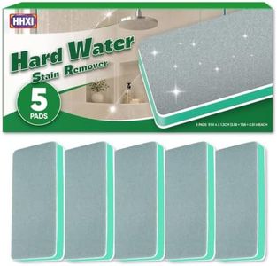 HHXI 5 Pack Limescale Pad, Dual Sided 600/3000 Grit Scrub & Polish Pad, EVA Green Silicone, Hard Water Stain Remover for Bathroom Faucet Tub Toilet Shower Glass