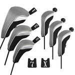 Andux Golf Club Head Cover Set Interchangeable No. Tag 3 Hybrid Cover 3 Wood Cover MT ZH02 Grey