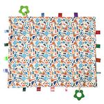 G-Tree Large Tag Security Blanket for Babies - Toddlers Taggy Security Blanket, Cute Tag Blanket for Infant, Blue