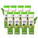 OZiva ACV Moringa For Weight Loss | 3-in-1 Fat Oxidation Formula I With Cinnamon & Guggul Extracts | No Maltodextrin, No Added Sugar | Green Apple,15 Effervescent Tablets, Green Apple (Pack of 8)