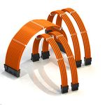 LINKUP - AVA 30cm PSU Cable Extension Sleeved Custom Mod GPU PC Braided w/Comb Kit┃1 x 24 P (20+4)┃2 x 8 P (4+4) CPU┃2 x 8 P (6+2) GPU set┃300mm - Orange