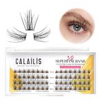 CALAILIS Individual Lashes, DIY Eyelash Extensions, Super Thin Glue-based Band, Natural Look Reusable, 10/12/14/16 mm,Lasting for 48 Hours Individual DIY Eyelashes(511MIX-B)