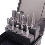 Carbide Burrs Set 10pcs, Double Cut Solid Carbide Rotary Burr Set 1/4" Shank for Die Grinder Drill,Metal Carving, Polishing,Engraving,Drilling by LU&MN