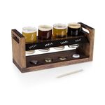 Picnic Time Legacy - a Brand - Craft Beer Flight Set - Beer Glasses Set - Gifts for Beer Lovers, (Acacia Wood),4 Fluid Ounces