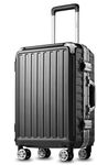 LUGGEX Carry On Luggage for Airplanes with Aluminum Frame - Polycarbonate No Zipper Luggage with Spinner Wheels - Hard Shell Suitcase for Traveling (Black 20Inch)