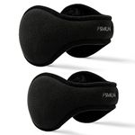 Winter Ear Muffs Men Adjustable Earmuffs Women Foldable Ear Warmers Behind The Head Ear Muffs Black 2 Pack