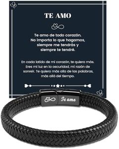 MANVEN Pulsera Hombre Regalo Para Hombre Regalo De San Valentín Pulsera De Cuero Para Hombre Grabado Te amo Cumpleaños Navidad Aniversario Regalo Novio Esposo