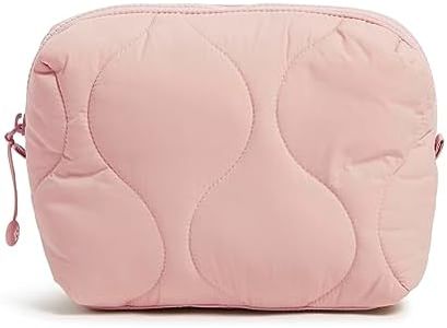 Vera Bradley Women's Featherweight Medium Cosmetic Makeup Organizer Bag, Rose Quartz, One Size