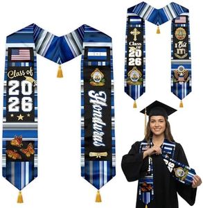 ZINYAM Reversible Honduran American Graduation Stole Class of 2026 with Gold Tassels Honduras Flag V-Neck Satin Grad Sash for High School College